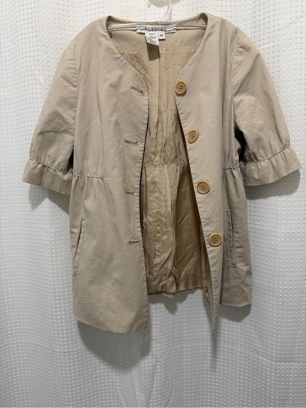 Studio M Cream Short-Sleeve Jacket, size XS